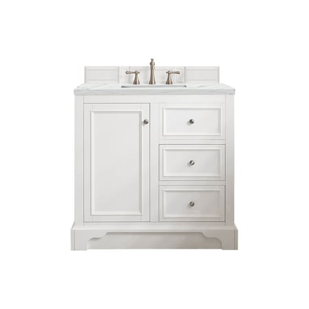 James Martin Vanities De Soto 36in Single Vanity, Bright White, w/ 3 CM Ethereal Noctis Quartz Top 825-V36-BW-3ENC